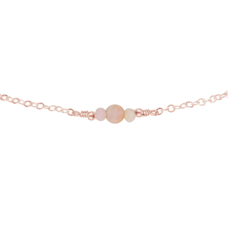 Dainty Choker - Pink Peruvian Opal - 14K Rose Gold Fill - Luna Tide Handmade Jewellery
