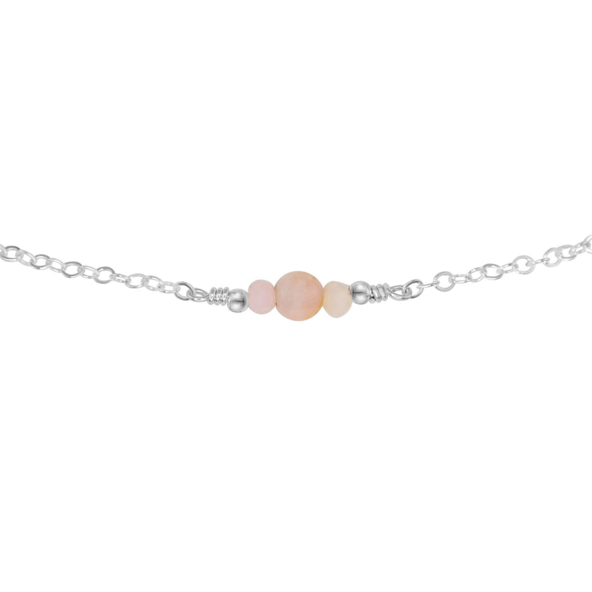 Dainty Choker - Pink Peruvian Opal - Sterling Silver - Luna Tide Handmade Jewellery
