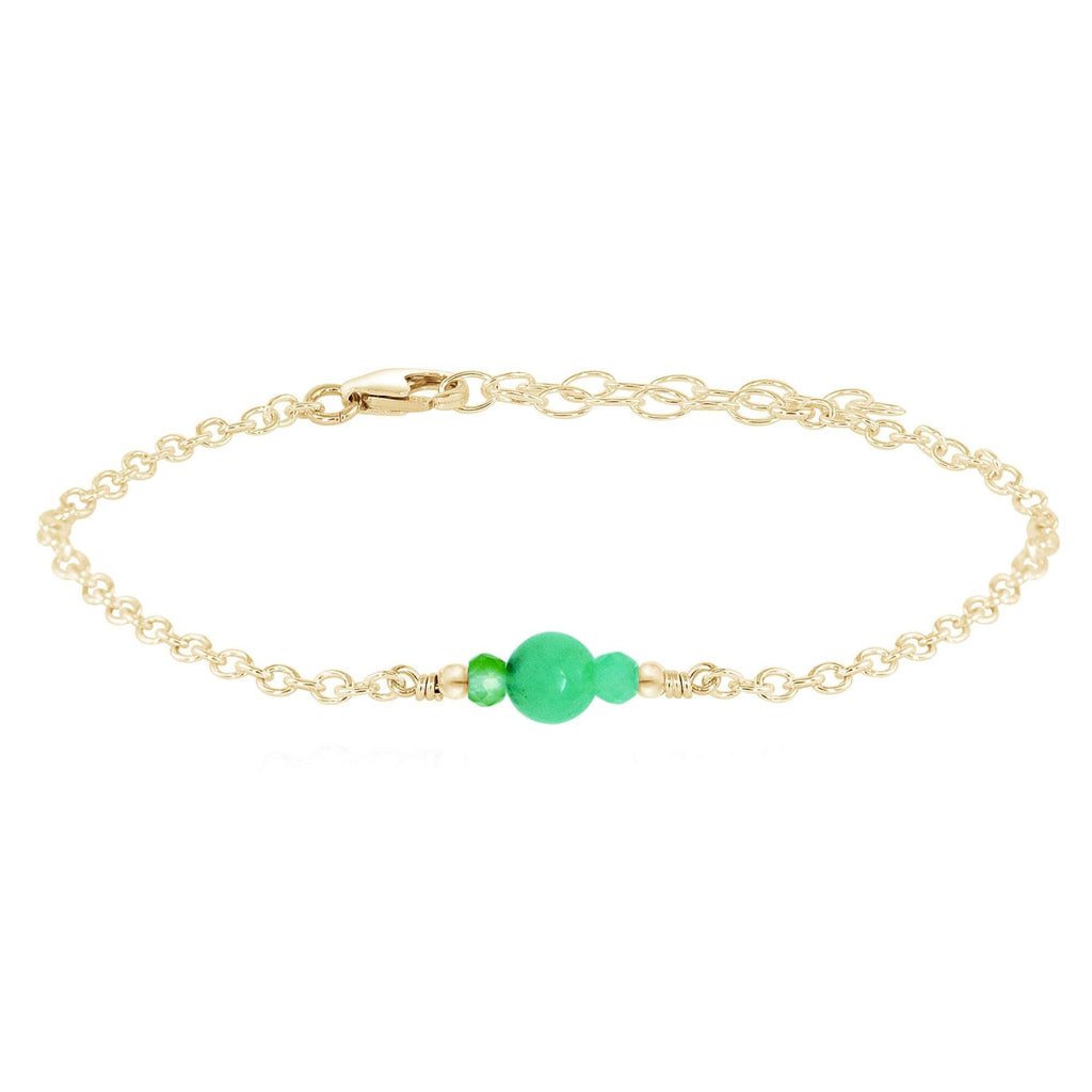 Dainty Chrysoprase Gemstone Bracelet - Dainty Chrysoprase Gemstone Bracelet - 14k Gold Fill - Luna Tide Handmade Crystal Jewellery