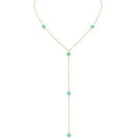 Dainty Y Necklace - Chrysoprase - 14K Gold Fill - Luna Tide Handmade Jewellery