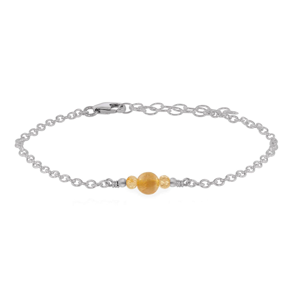 Dainty Citrine Gemstone Bracelet - Dainty Citrine Gemstone Bracelet - Stainless Steel - Luna Tide Handmade Crystal Jewellery