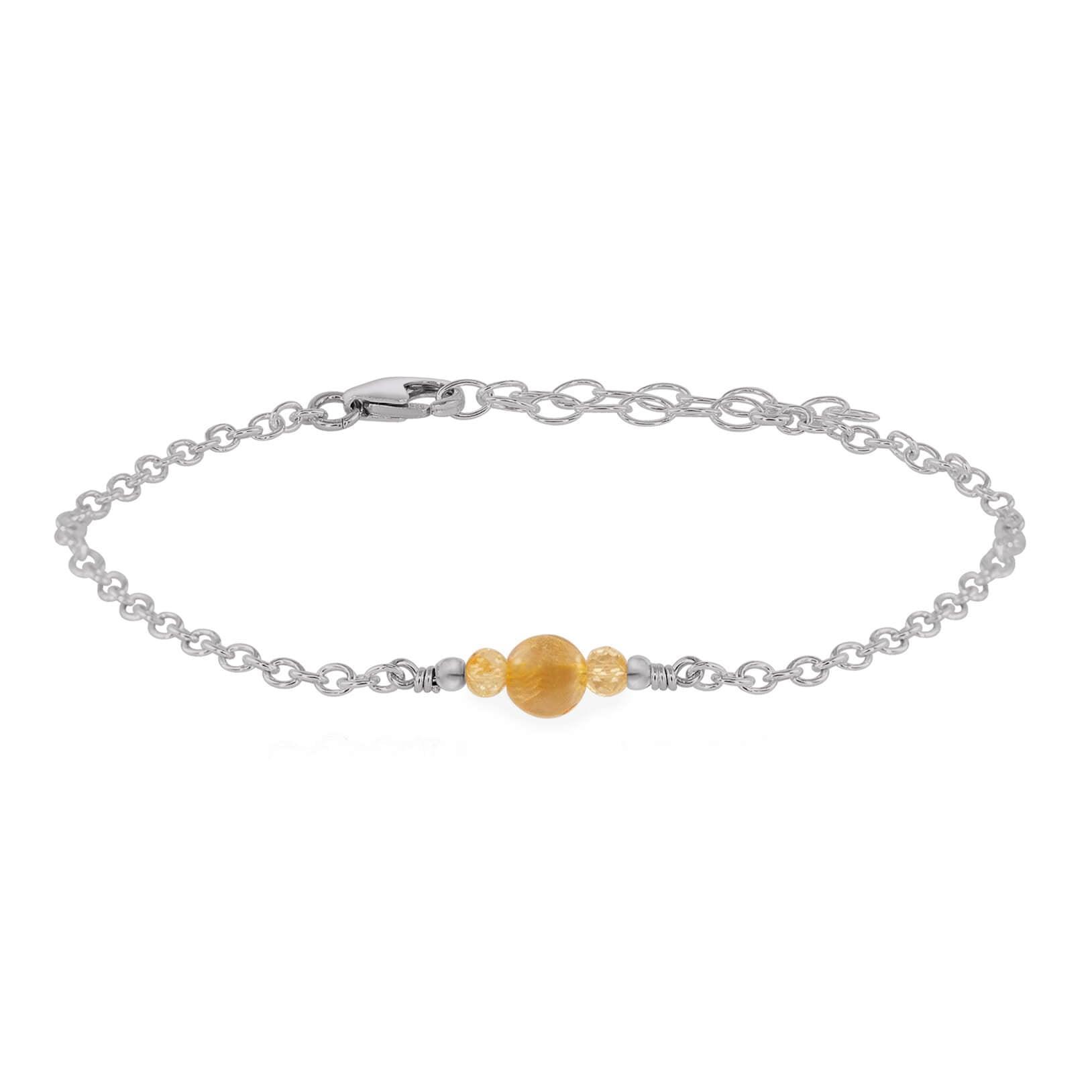 Dainty Citrine Gemstone Bracelet - Dainty Citrine Gemstone Bracelet - Stainless Steel - Luna Tide Handmade Crystal Jewellery