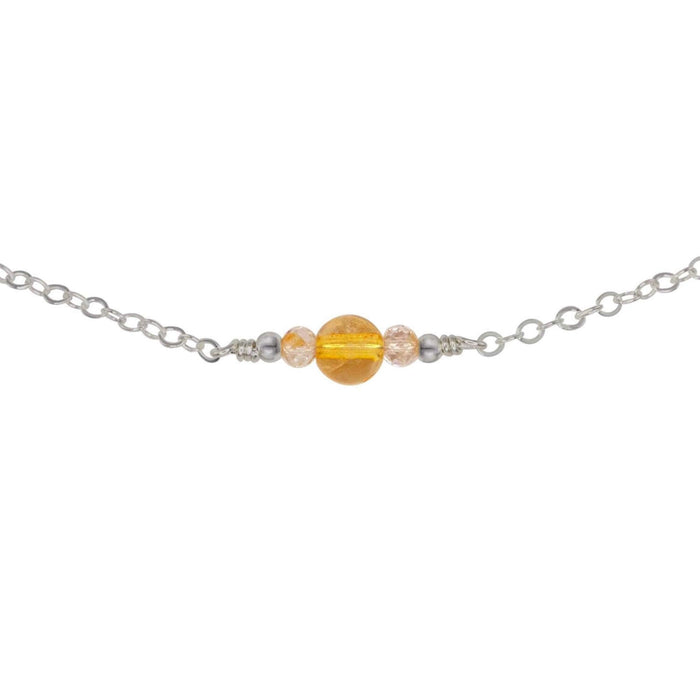 Dainty Citrine Gemstone Choker Necklace - Dainty Citrine Gemstone Choker Necklace - Stainless Steel - Luna Tide Handmade Crystal Jewellery
