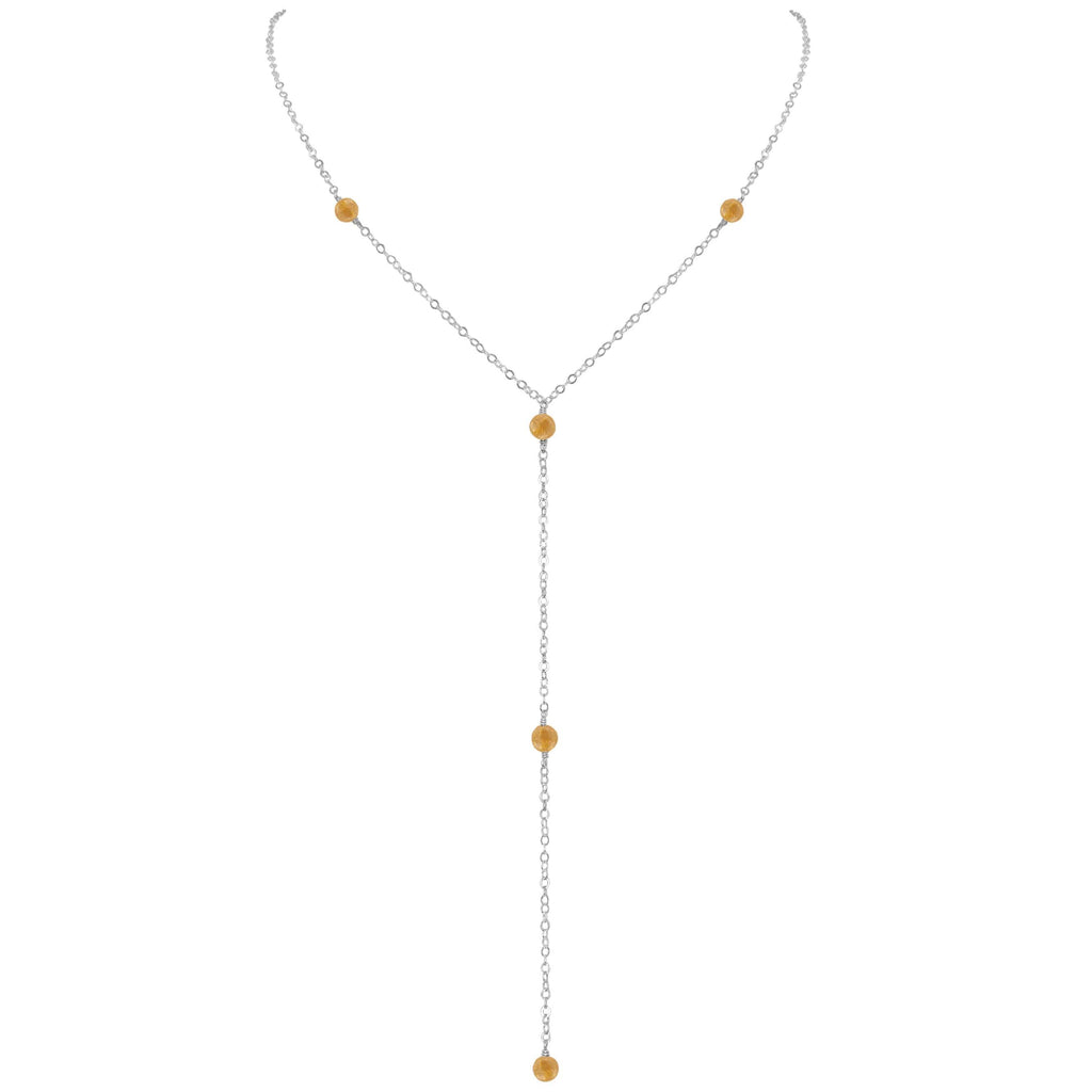 Dainty Citrine Lariat Necklace - Dainty Citrine Lariat Necklace - Sterling Silver - Luna Tide Handmade Crystal Jewellery