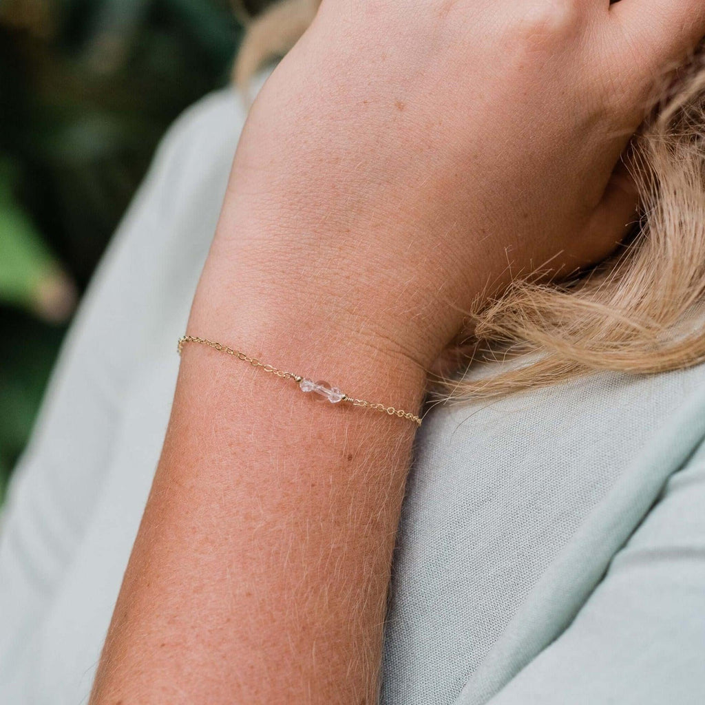 Dainty Crystal Quartz Gemstone Bracelet - Dainty Crystal Quartz Gemstone Bracelet - 14k Gold Fill - Luna Tide Handmade Crystal Jewellery