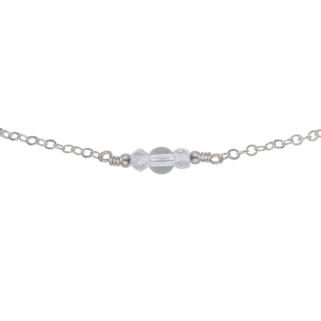 Dainty Crystal Quartz Gemstone Choker Necklace - Dainty Crystal Quartz Gemstone Choker Necklace - Stainless Steel - Luna Tide Handmade Crystal Jewellery