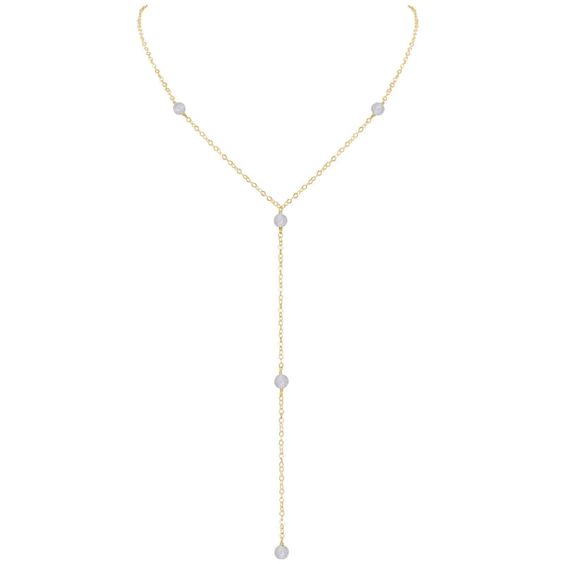 Dainty Y Necklace - Crystal Quartz - 14K Gold Fill - Luna Tide Handmade Jewellery