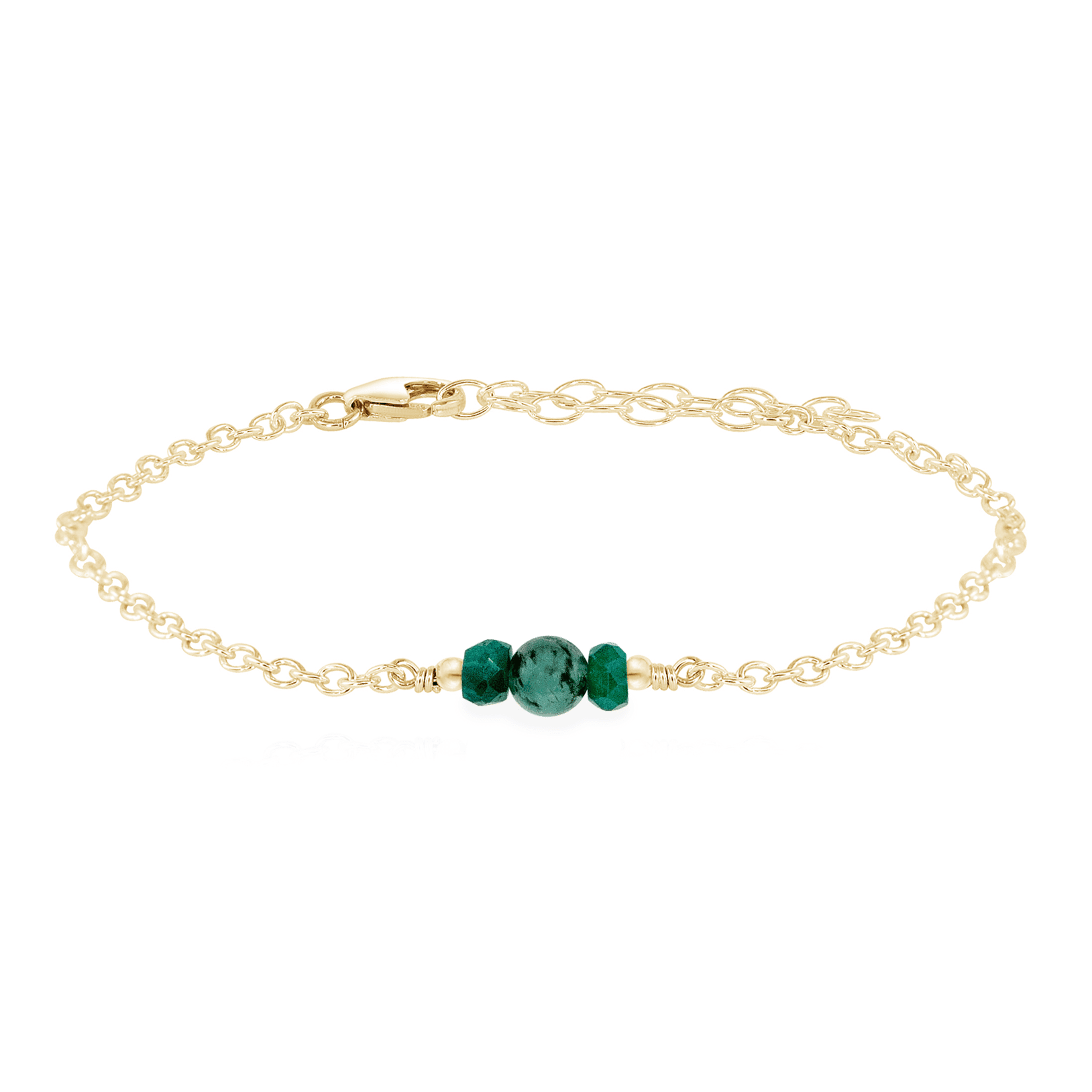 Dainty Emerald Gemstone Bracelet - Dainty Emerald Gemstone Bracelet - 14k Gold Fill - Luna Tide Handmade Crystal Jewellery
