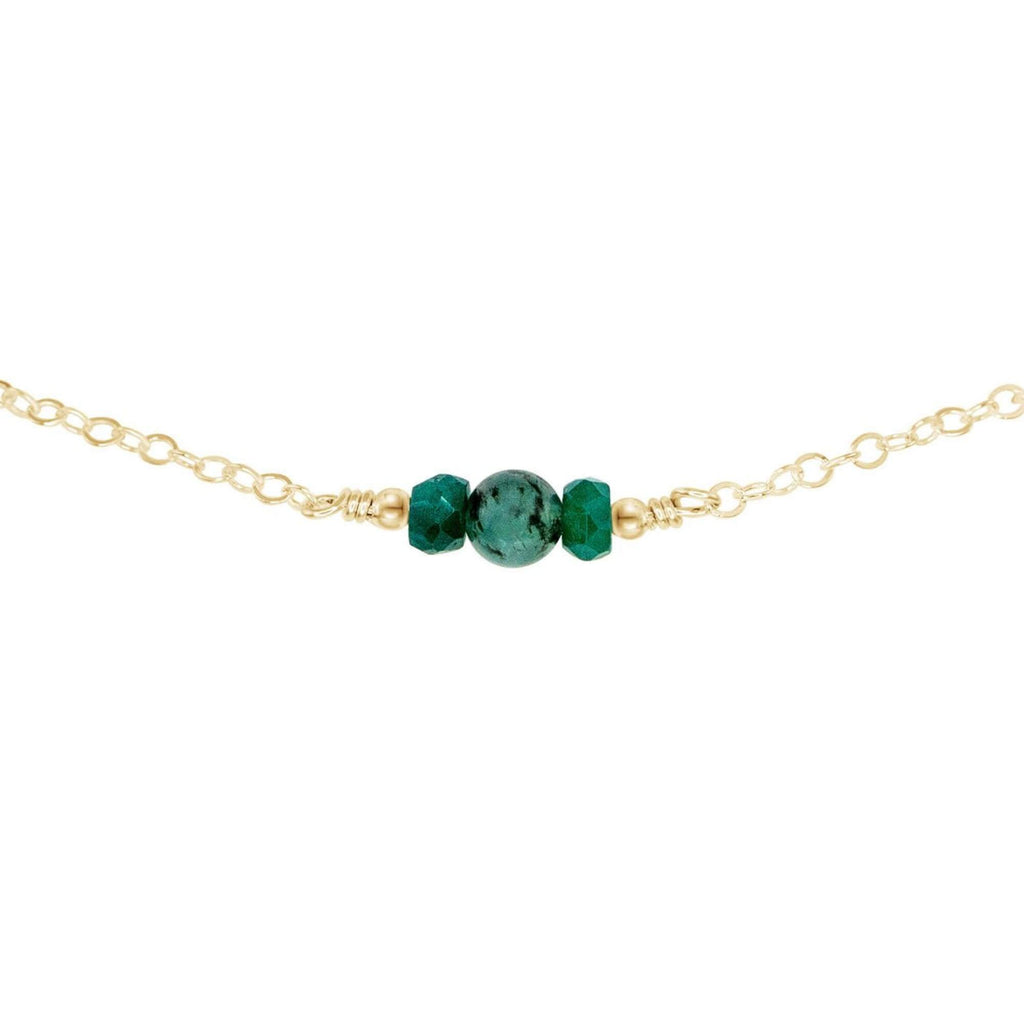 Dainty Emerald Gemstone Choker Necklace - Dainty Emerald Gemstone Choker Necklace - 14k Gold Fill - Luna Tide Handmade Crystal Jewellery