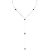 Dainty Y Necklace - Emerald - Sterling Silver - Luna Tide Handmade Jewellery
