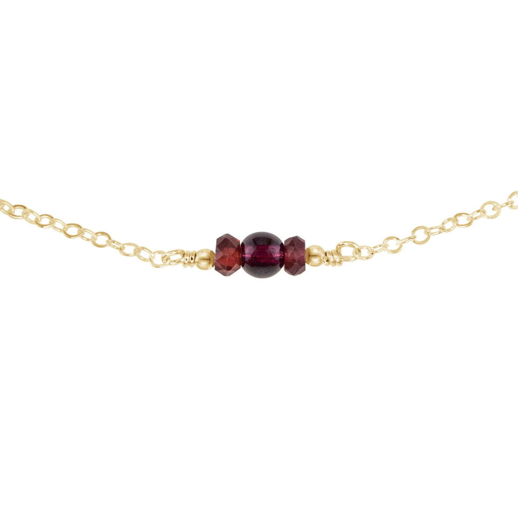 Dainty Garnet Gemstone Choker Necklace - Dainty Garnet Gemstone Choker Necklace - 14k Gold Fill - Luna Tide Handmade Crystal Jewellery