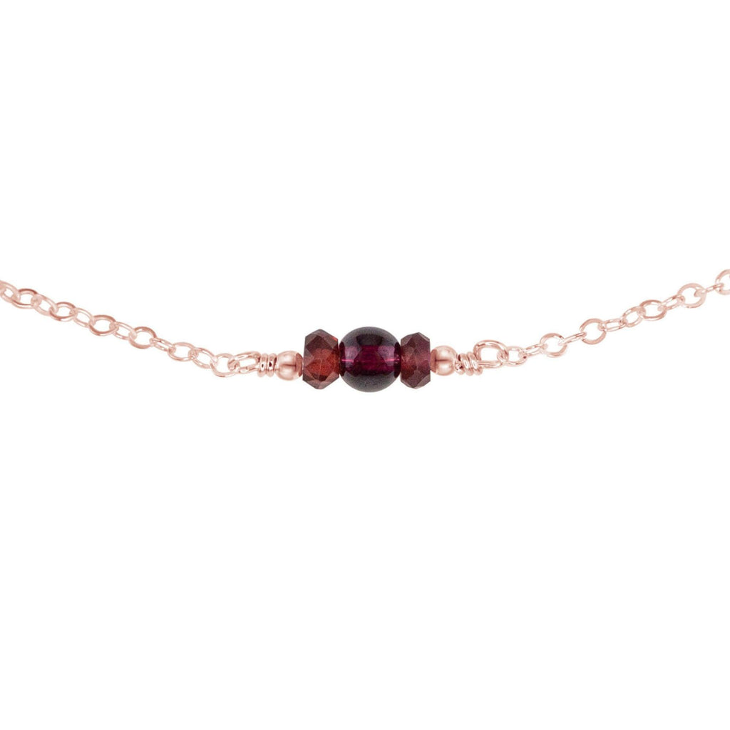 Dainty Garnet Gemstone Choker Necklace - Dainty Garnet Gemstone Choker Necklace - 14k Rose Gold Fill - Luna Tide Handmade Crystal Jewellery