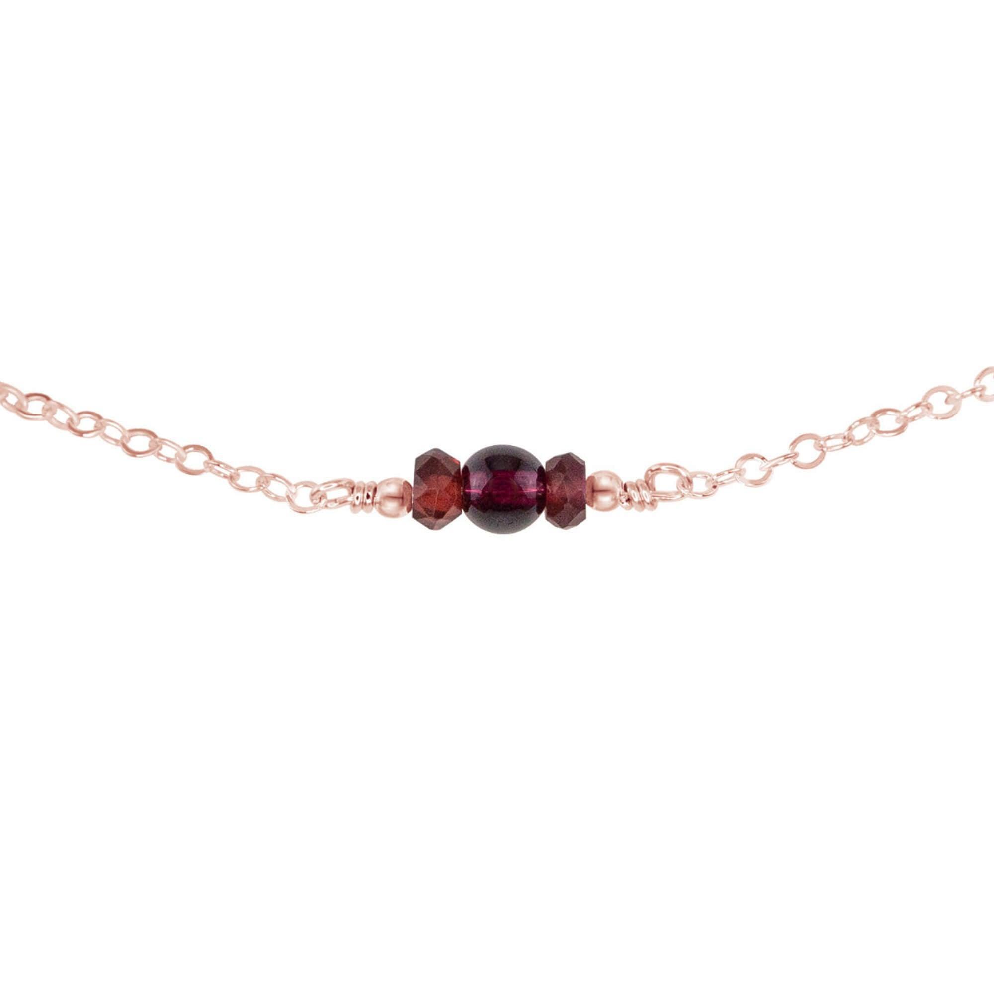 Dainty Garnet Gemstone Choker Necklace - Dainty Garnet Gemstone Choker Necklace - 14k Rose Gold Fill - Luna Tide Handmade Crystal Jewellery