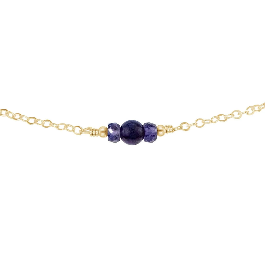 Dainty Iolite Gemstone Choker Necklace - Dainty Iolite Gemstone Choker Necklace - 14k Gold Fill - Luna Tide Handmade Crystal Jewellery