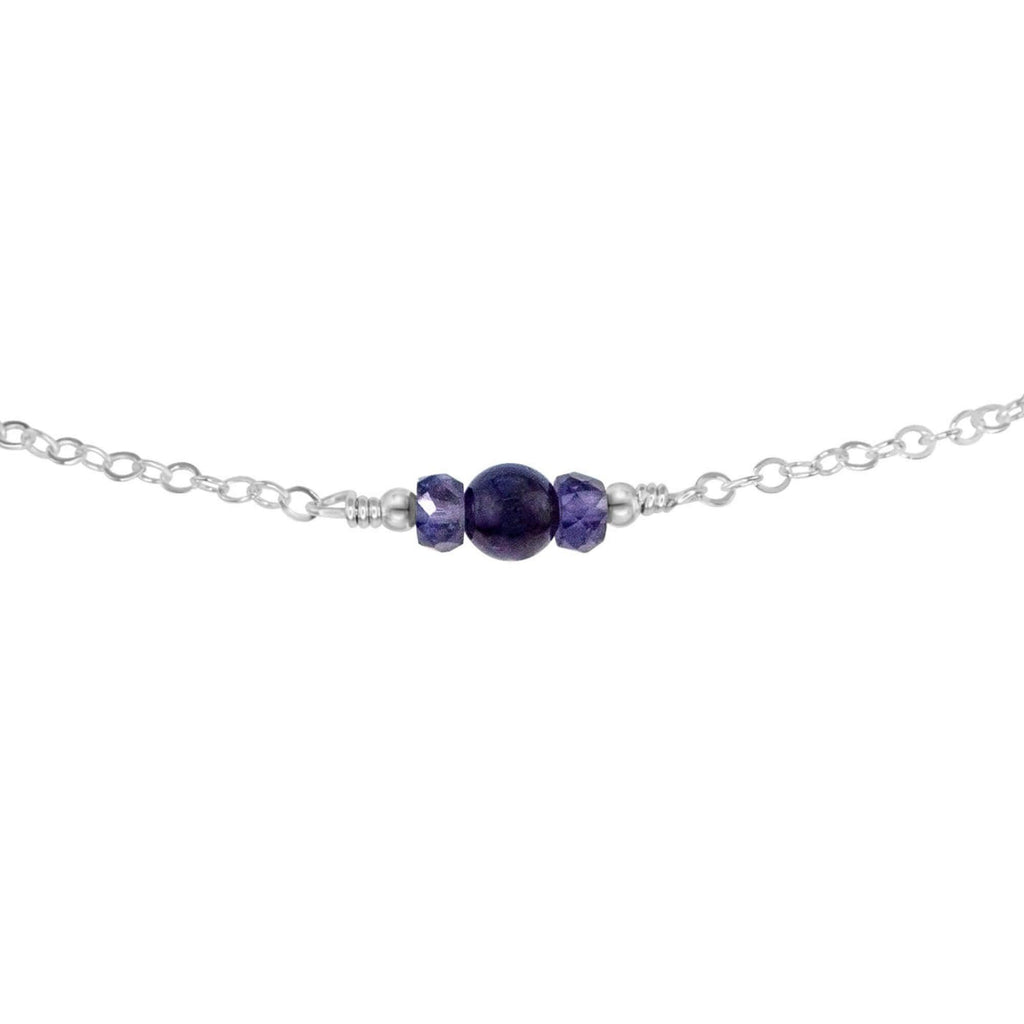 Dainty Iolite Gemstone Choker Necklace - Dainty Iolite Gemstone Choker Necklace - Sterling Silver - Luna Tide Handmade Crystal Jewellery