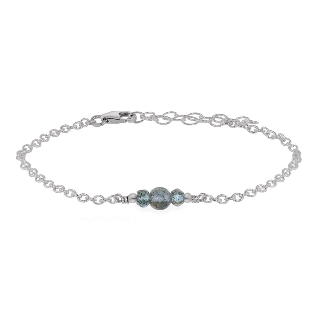 Dainty Labradorite Gemstone Bracelet - Dainty Labradorite Gemstone Bracelet - Stainless Steel - Luna Tide Handmade Crystal Jewellery