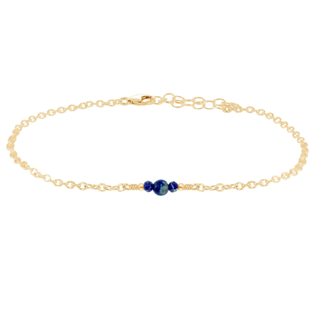 Dainty Lapis Lazuli Gemstone Anklet - Dainty Lapis Lazuli Gemstone Anklet - 14k Gold Fill - Luna Tide Handmade Crystal Jewellery