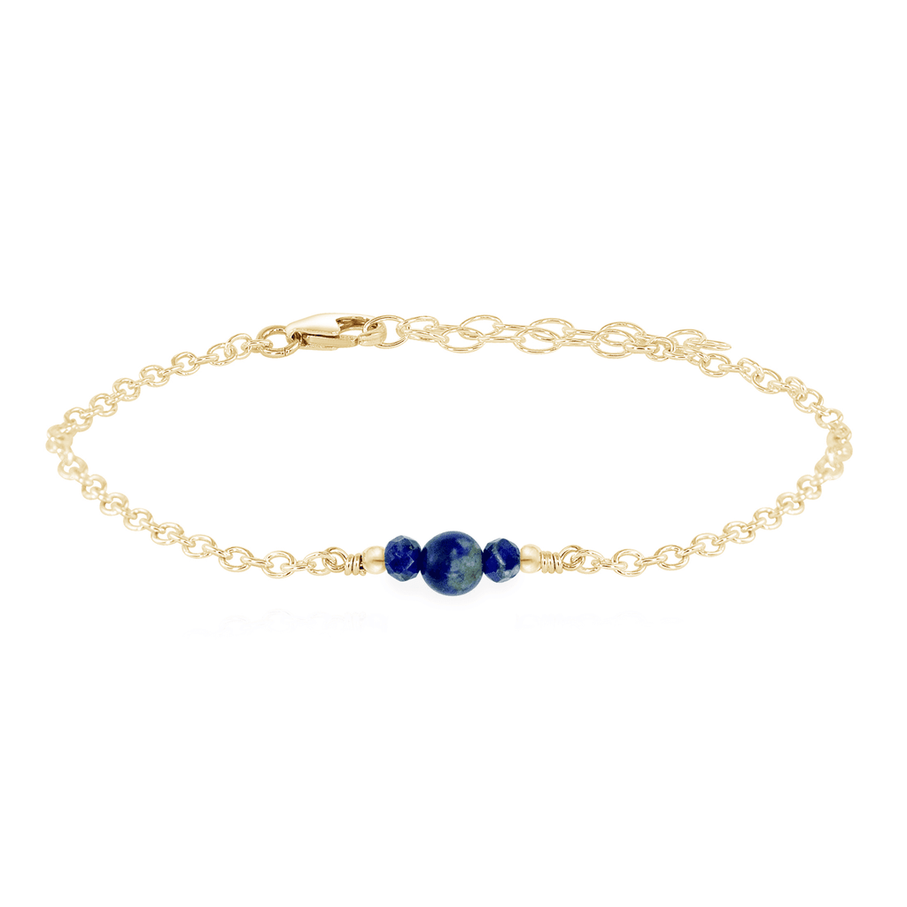 Dainty Lapis Lazuli Gemstone Bracelet - Dainty Lapis Lazuli Gemstone Bracelet - 14k Gold Fill - Luna Tide Handmade Crystal Jewellery