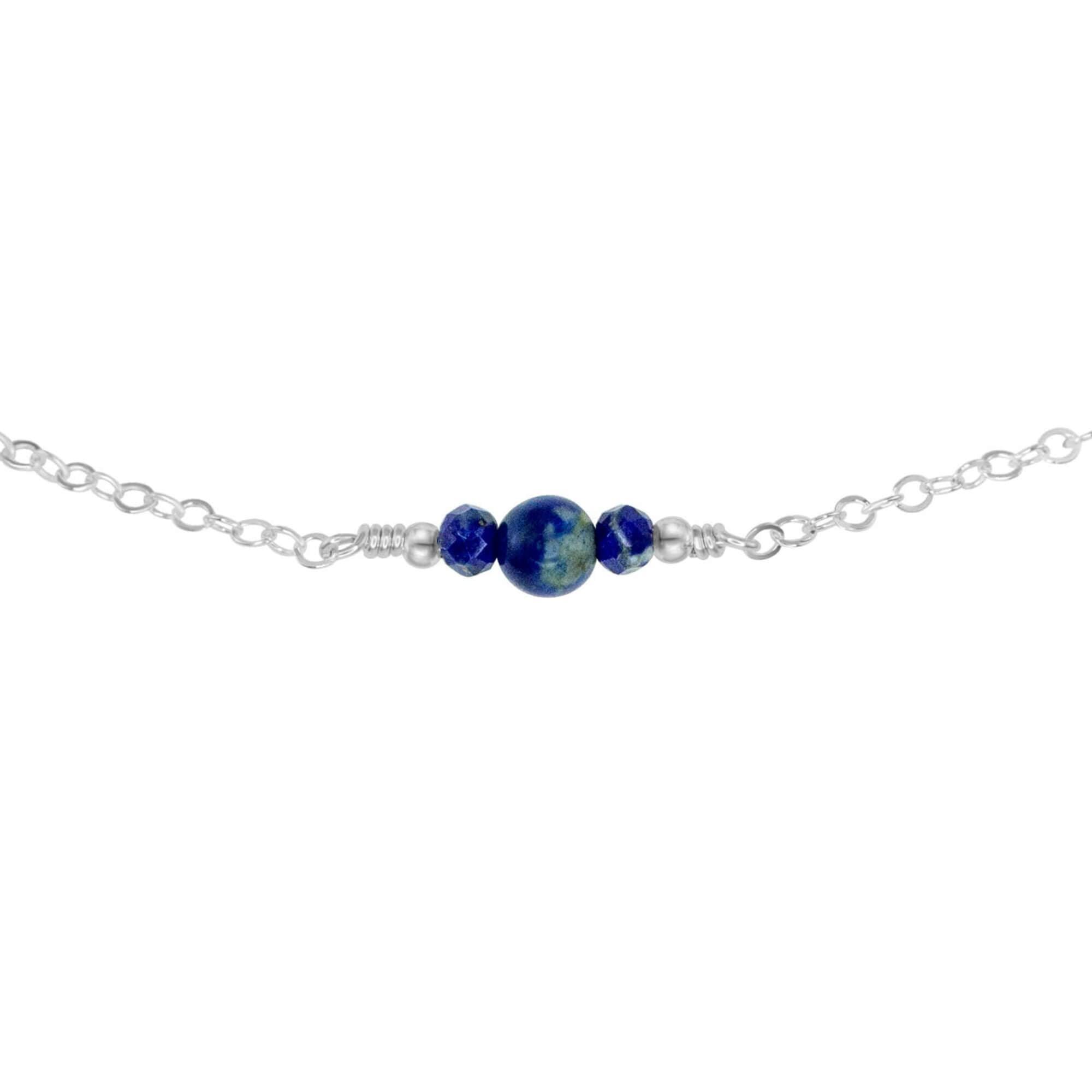 Dainty Lapis Lazuli Gemstone Choker Necklace - Dainty Lapis Lazuli Gemstone Choker Necklace - Sterling Silver - Luna Tide Handmade Crystal Jewellery