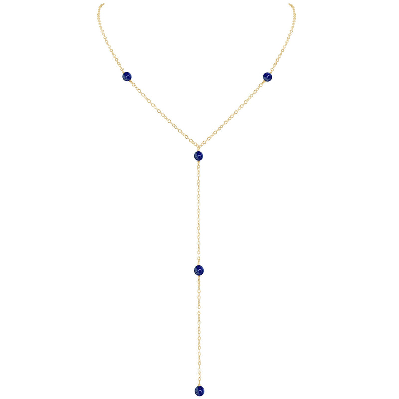 Dainty Y Necklace - Lapis Lazuli - 14K Gold Fill - Luna Tide Handmade Jewellery
