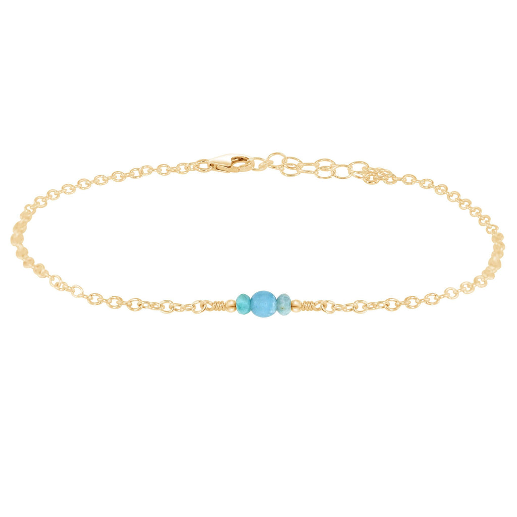 Dainty Larimar Gemstone Anklet - Dainty Larimar Gemstone Anklet - 14k Gold Fill - Luna Tide Handmade Crystal Jewellery