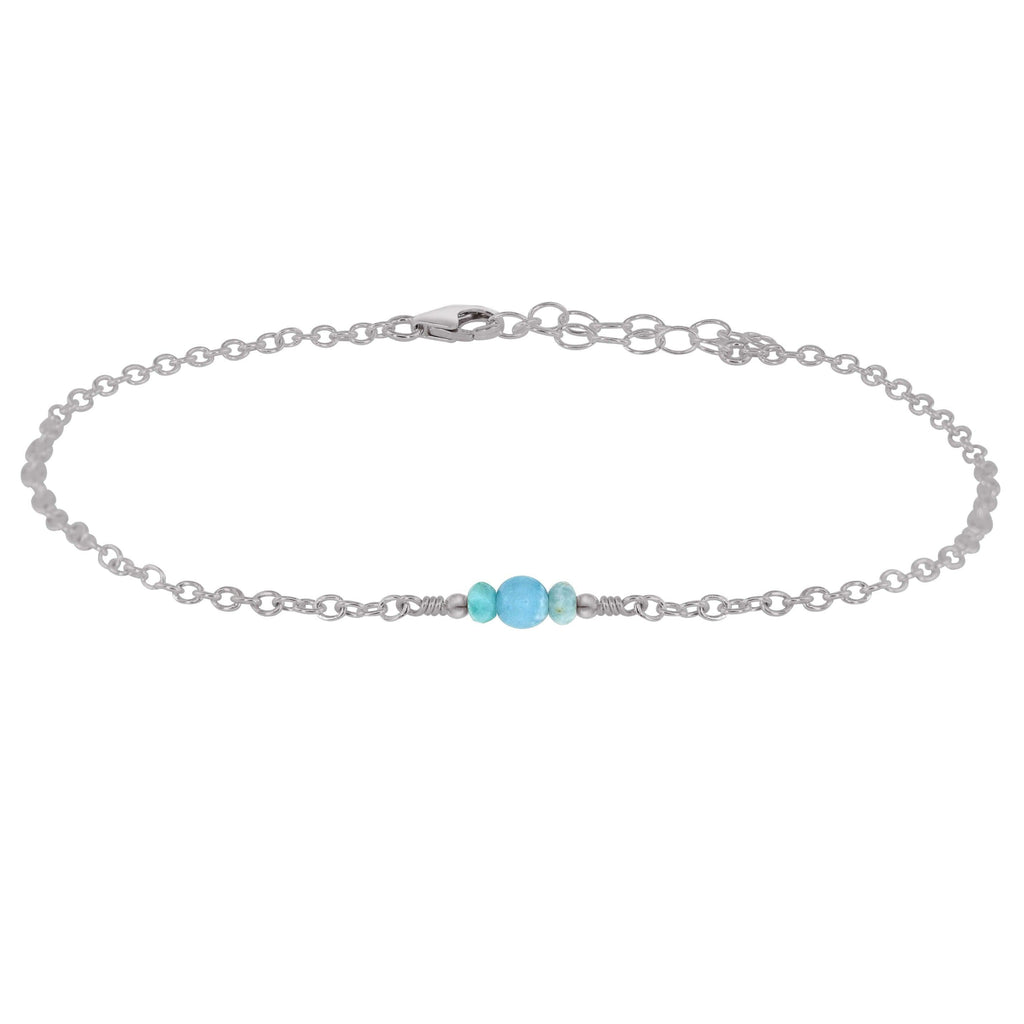 Dainty Larimar Gemstone Anklet - Dainty Larimar Gemstone Anklet - Stainless Steel - Luna Tide Handmade Crystal Jewellery