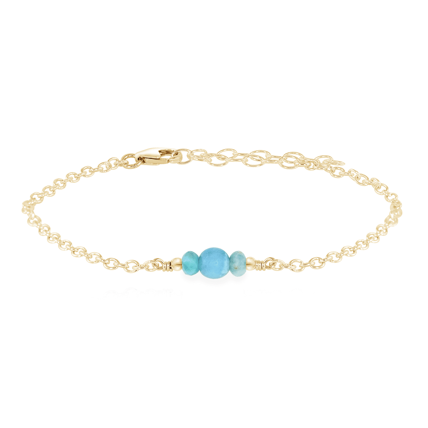 Dainty Larimar Gemstone Bracelet - Dainty Larimar Gemstone Bracelet - 14k Gold Fill - Luna Tide Handmade Crystal Jewellery