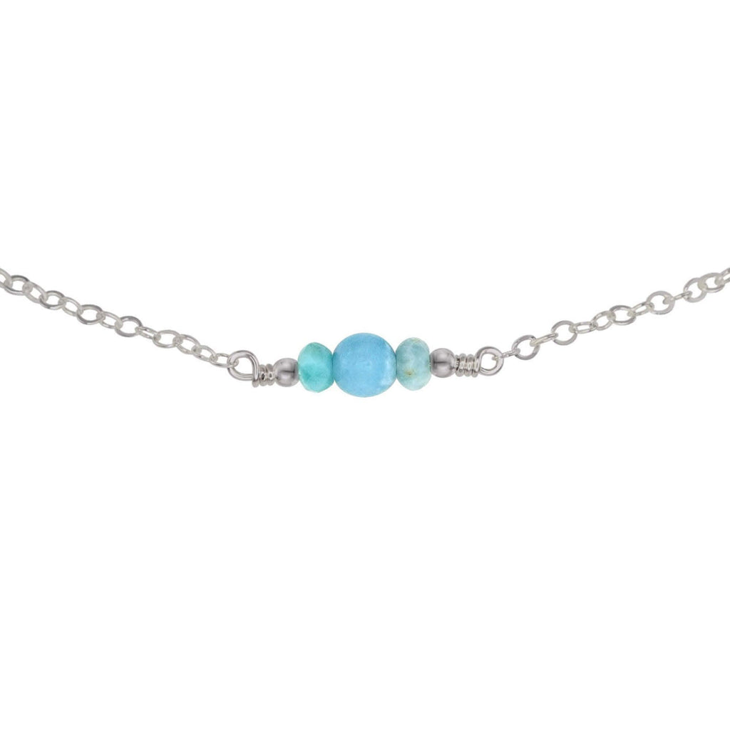 Dainty Larimar Gemstone Choker Necklace - Dainty Larimar Gemstone Choker Necklace - Stainless Steel - Luna Tide Handmade Crystal Jewellery