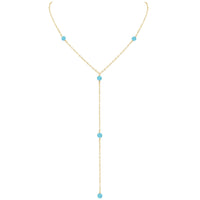 Dainty Y Necklace - Larimar - 14K Gold Fill - Luna Tide Handmade Jewellery