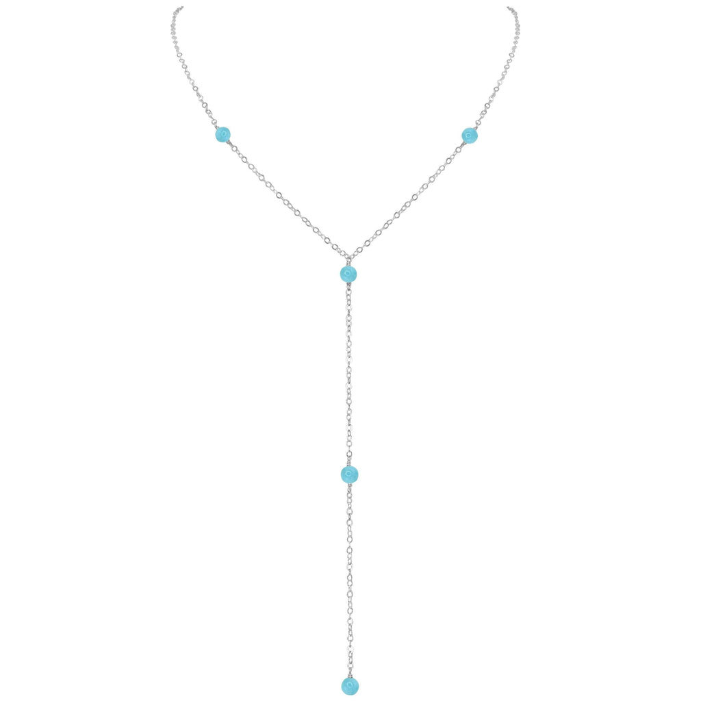 Dainty Larimar Lariat Necklace - Dainty Larimar Lariat Necklace - Sterling Silver - Luna Tide Handmade Crystal Jewellery