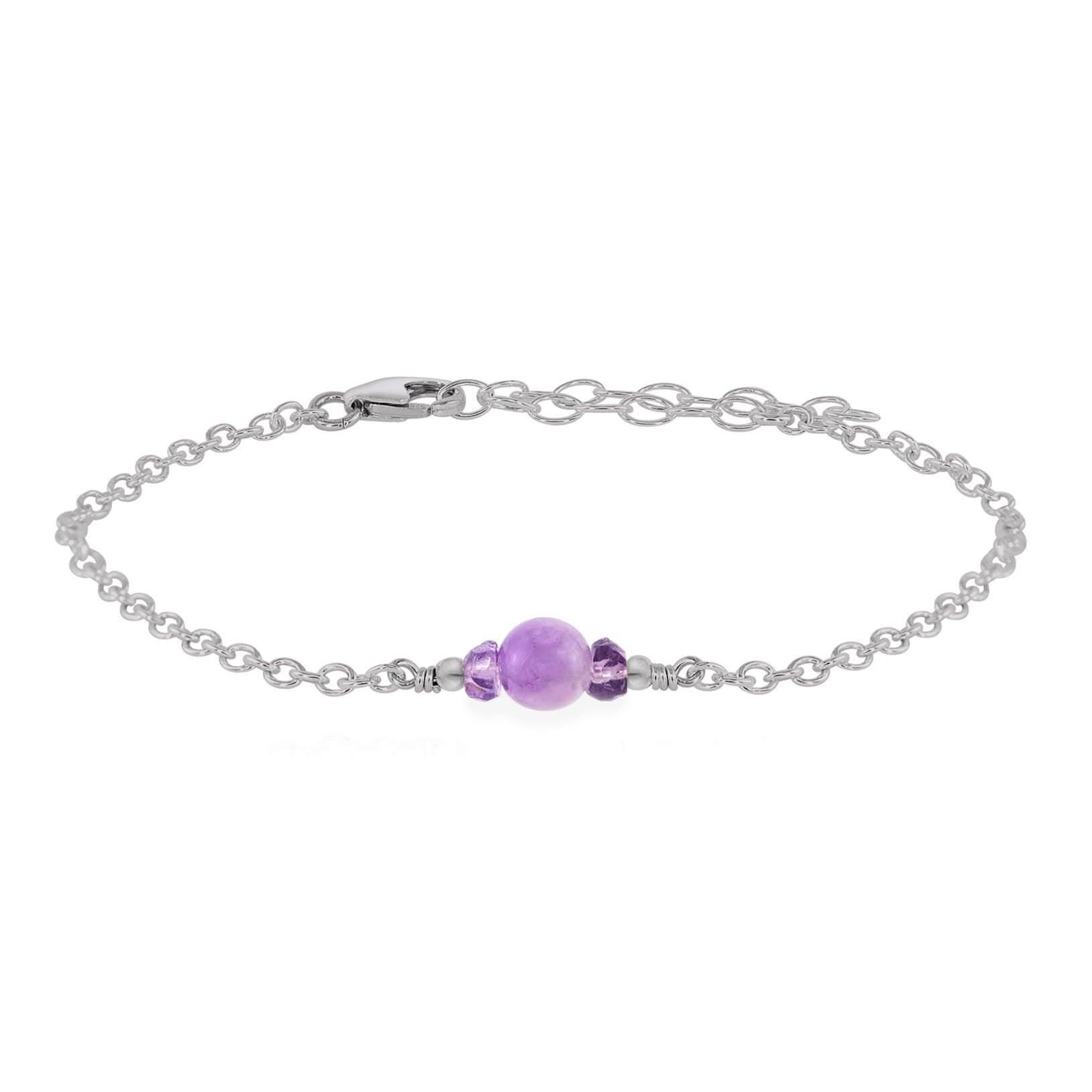 Dainty Lavender Amethyst Gemstone Bracelet - Dainty Lavender Amethyst Gemstone Bracelet - Stainless Steel - Luna Tide Handmade Crystal Jewellery