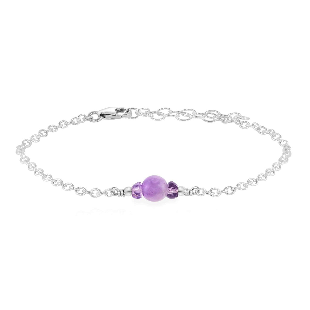 Dainty Lavender Amethyst Gemstone Bracelet - Dainty Lavender Amethyst Gemstone Bracelet - Sterling Silver - Luna Tide Handmade Crystal Jewellery