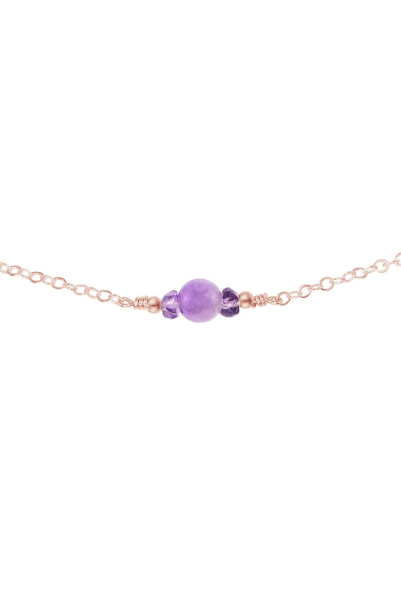 Dainty Choker - Lavender Amethyst - 14K Rose Gold Fill - Luna Tide Handmade Jewellery