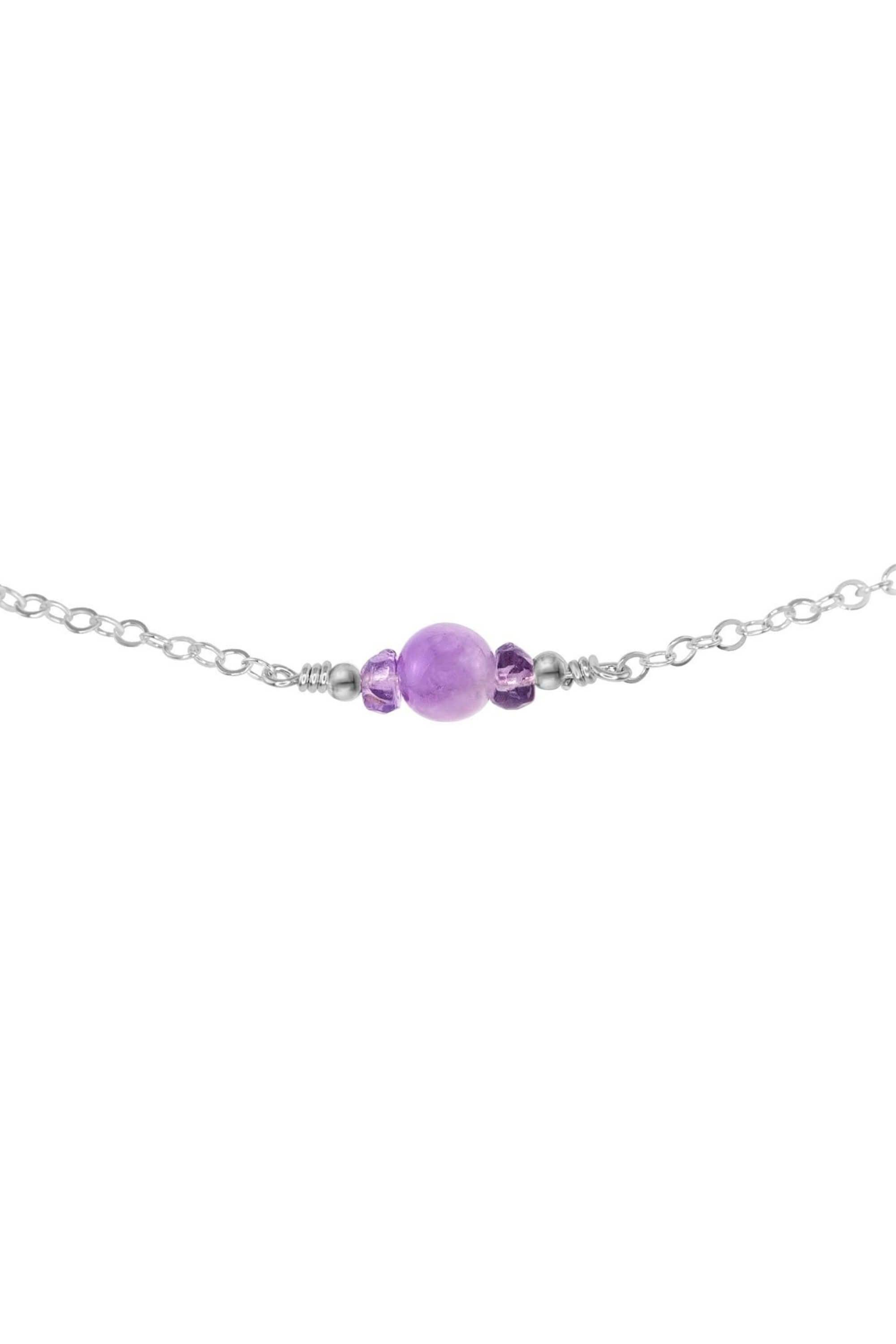 Dainty Lavender Amethyst Gemstone Choker Necklace - Dainty Lavender Amethyst Gemstone Choker Necklace - Sterling Silver - Luna Tide Handmade Crystal Jewellery