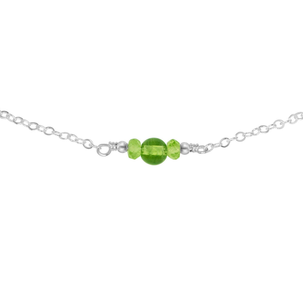 Dainty Peridot Gemstone Choker Necklace - Dainty Peridot Gemstone Choker Necklace - Sterling Silver - Luna Tide Handmade Crystal Jewellery