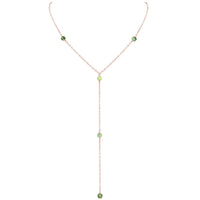 Dainty Y Necklace - Prehnite - 14K Rose Gold Fill - Luna Tide Handmade Jewellery