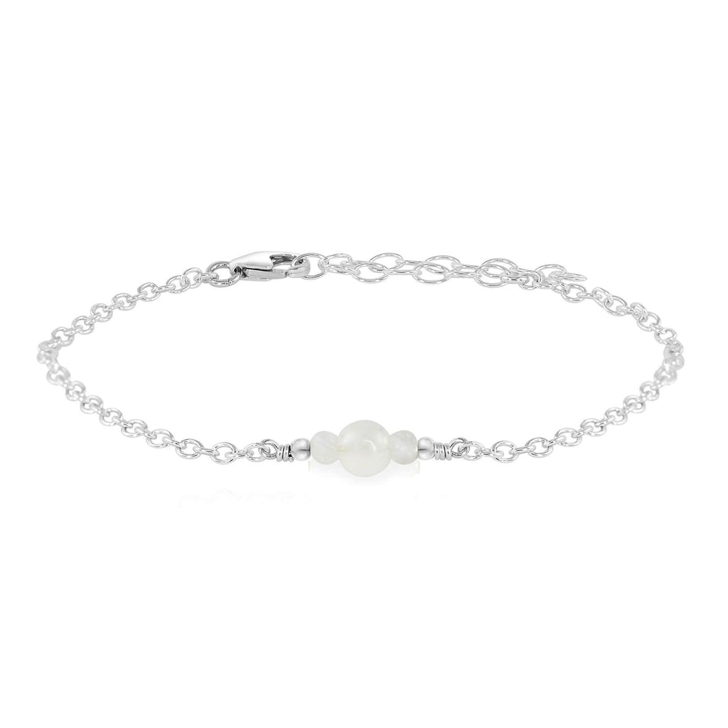 Dainty Rainbow Moonstone Gemstone Bracelet - Dainty Rainbow Moonstone Gemstone Bracelet - Sterling Silver - Luna Tide Handmade Crystal Jewellery