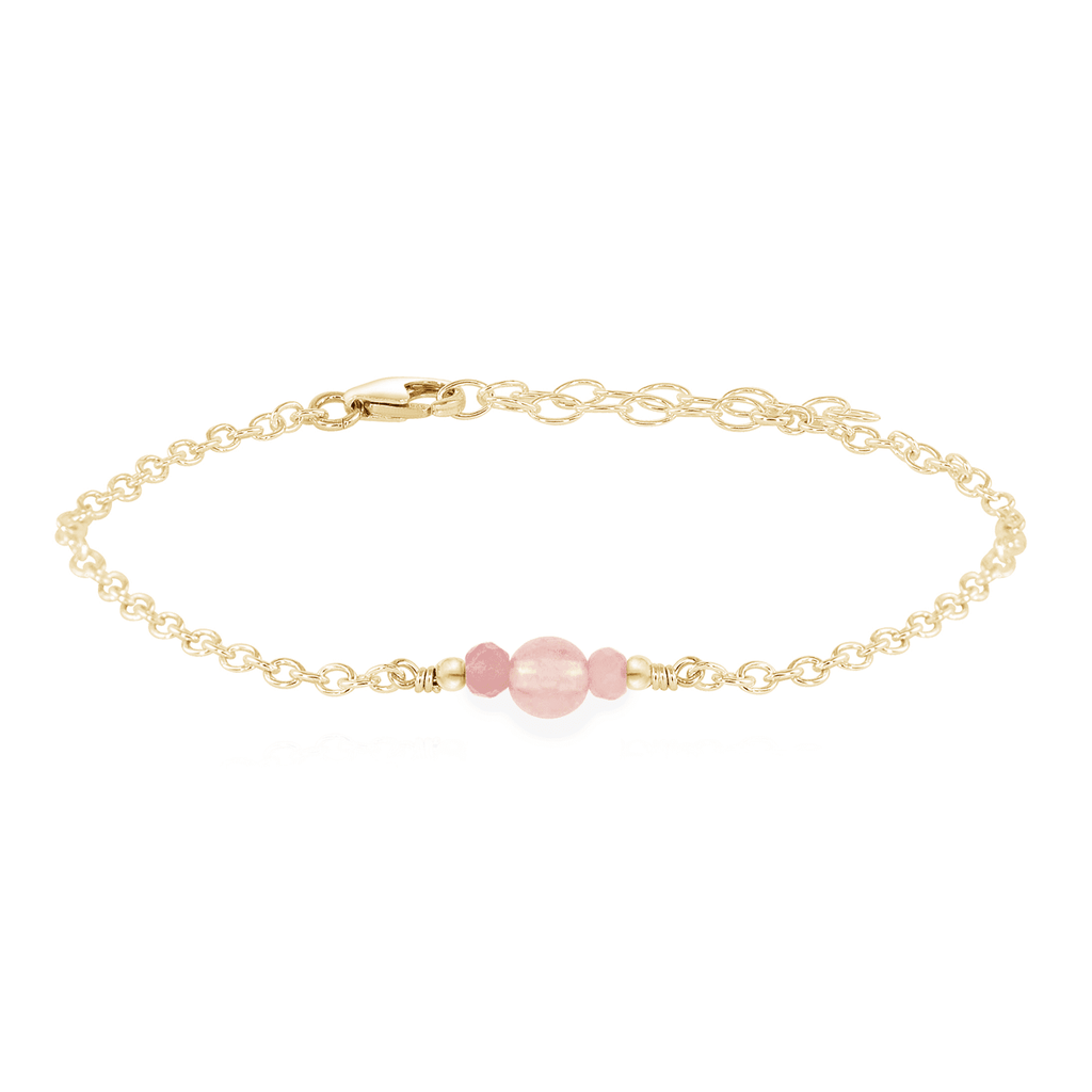 Dainty Rose Quartz Gemstone Bracelet - Dainty Rose Quartz Gemstone Bracelet - 14k Gold Fill - Luna Tide Handmade Crystal Jewellery