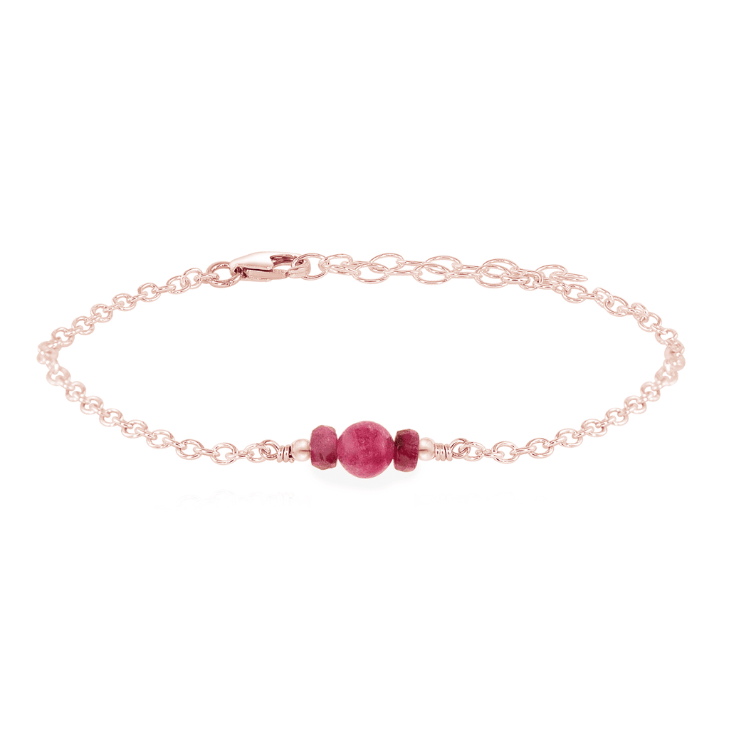 Dainty Ruby Gemstone Bracelet - Dainty Ruby Gemstone Bracelet - 14k Rose Gold Fill - Luna Tide Handmade Crystal Jewellery