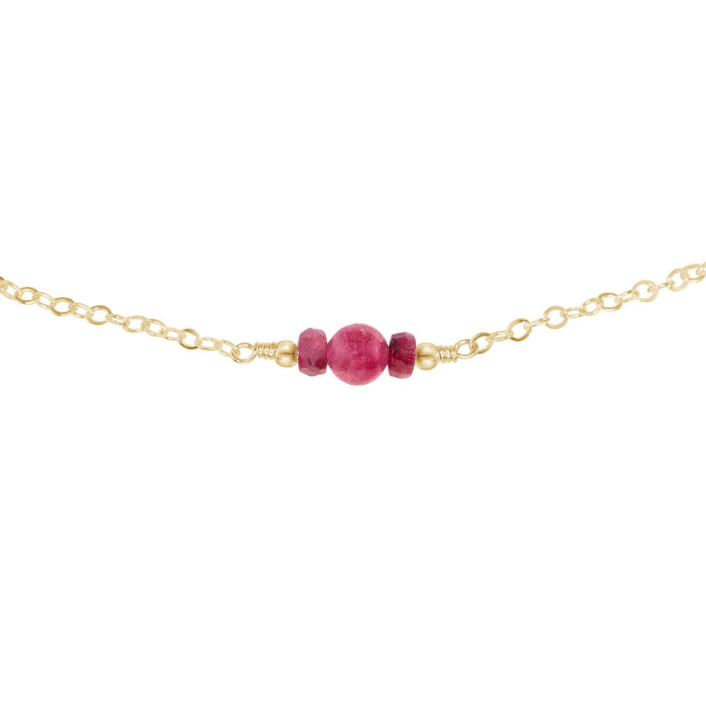 Dainty Ruby Gemstone Choker Necklace - Dainty Ruby Gemstone Choker Necklace - 14k Gold Fill - Luna Tide Handmade Crystal Jewellery