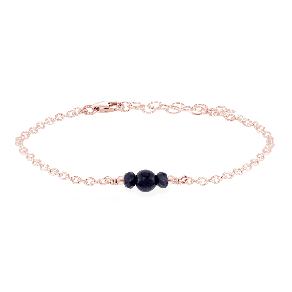 Dainty Sapphire Gemstone Bracelet - Dainty Sapphire Gemstone Bracelet - 14k Rose Gold Fill - Luna Tide Handmade Crystal Jewellery