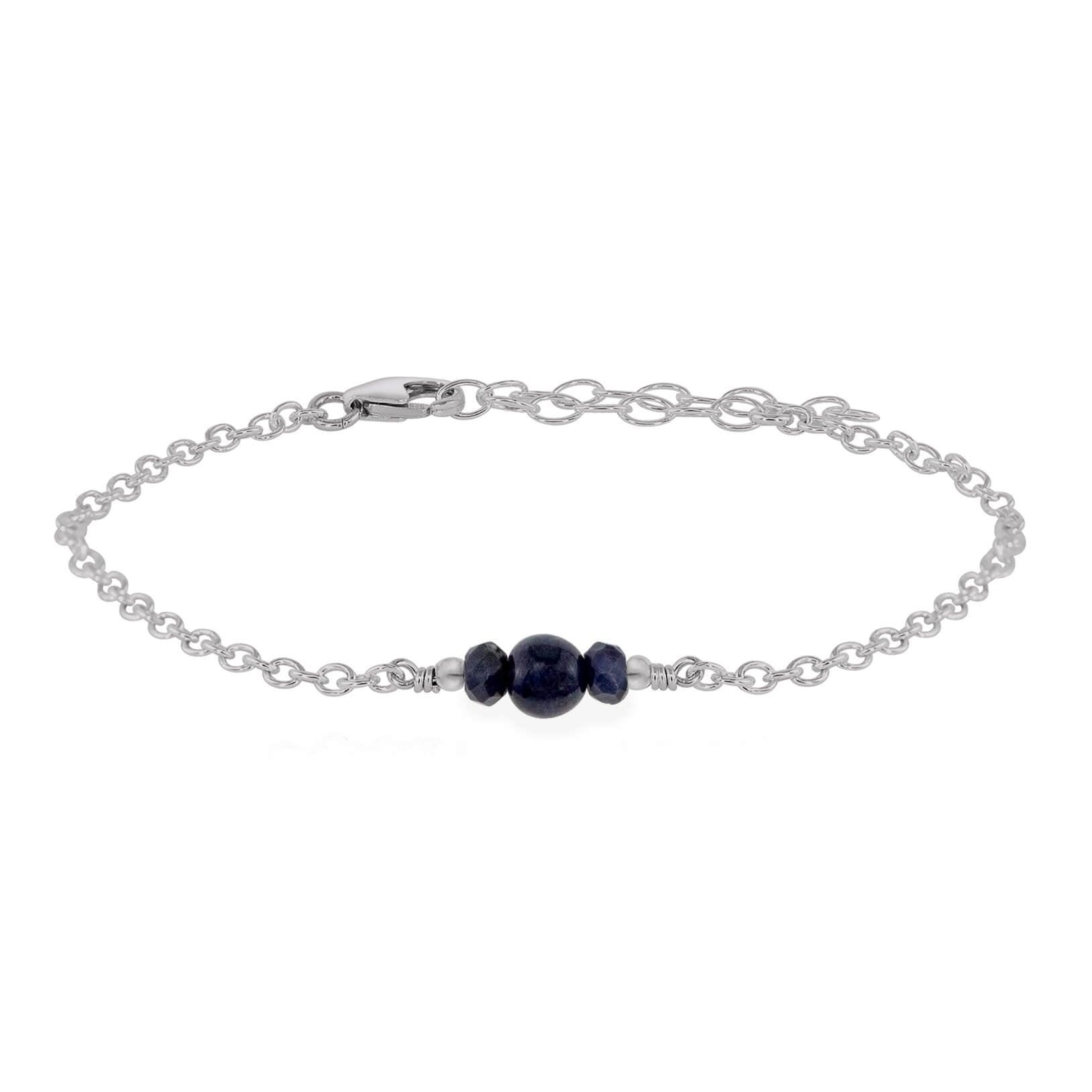 Dainty Sapphire Gemstone Bracelet - Dainty Sapphire Gemstone Bracelet - Stainless Steel - Luna Tide Handmade Crystal Jewellery