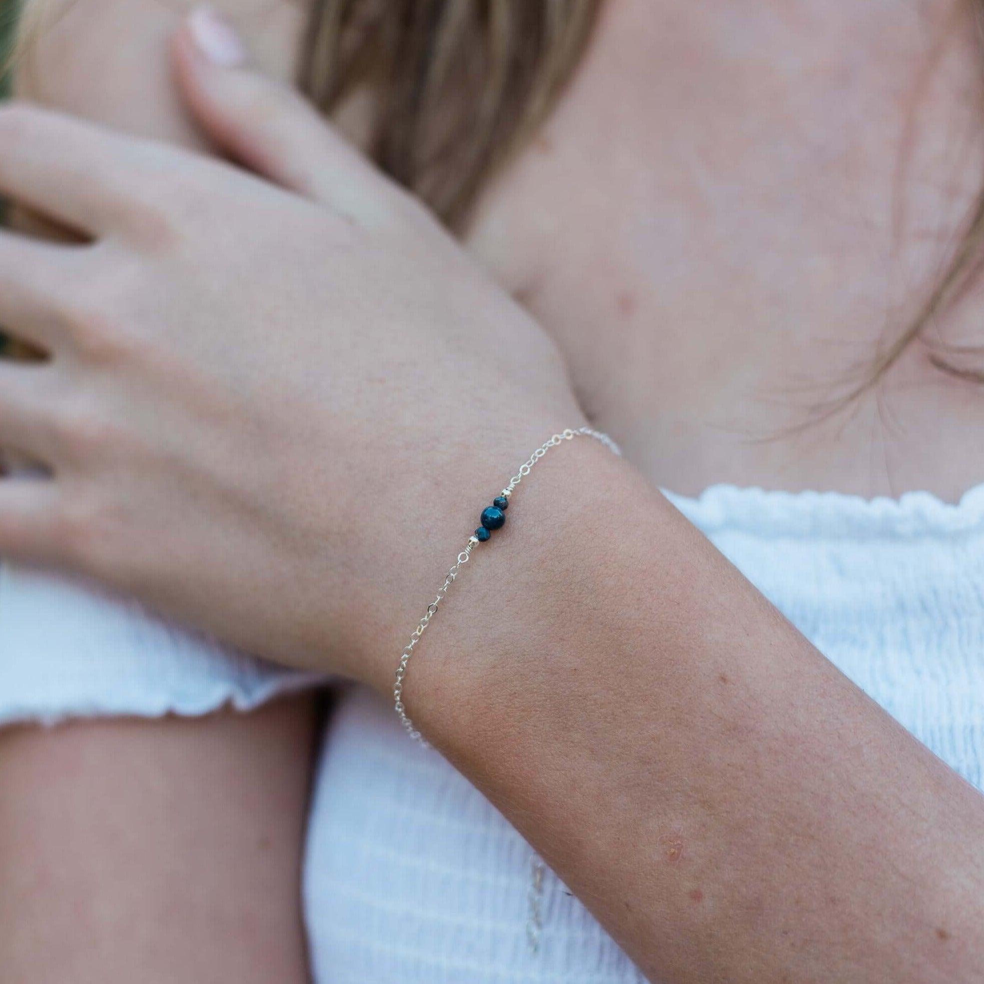 Dainty Sapphire Gemstone Bracelet - Dainty Sapphire Gemstone Bracelet - Sterling Silver - Luna Tide Handmade Crystal Jewellery