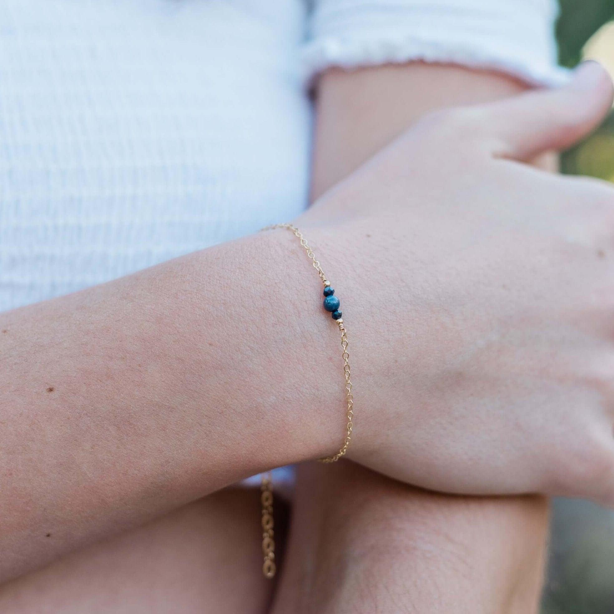 Dainty Sapphire Gemstone Bracelet - Dainty Sapphire Gemstone Bracelet - Sterling Silver - Luna Tide Handmade Crystal Jewellery