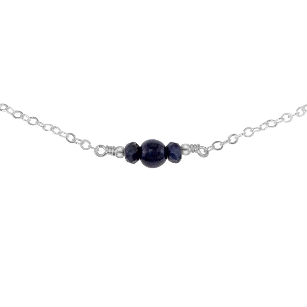 Dainty Sapphire Gemstone Choker Necklace - Dainty Sapphire Gemstone Choker Necklace - Sterling Silver - Luna Tide Handmade Crystal Jewellery