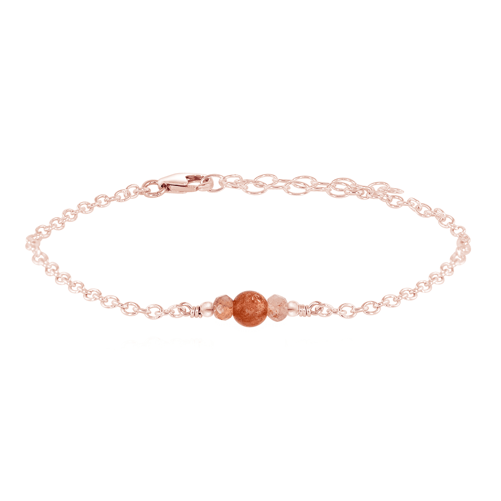 Dainty Sunstone Gemstone Bracelet - Dainty Sunstone Gemstone Bracelet - 14k Rose Gold Fill - Luna Tide Handmade Crystal Jewellery