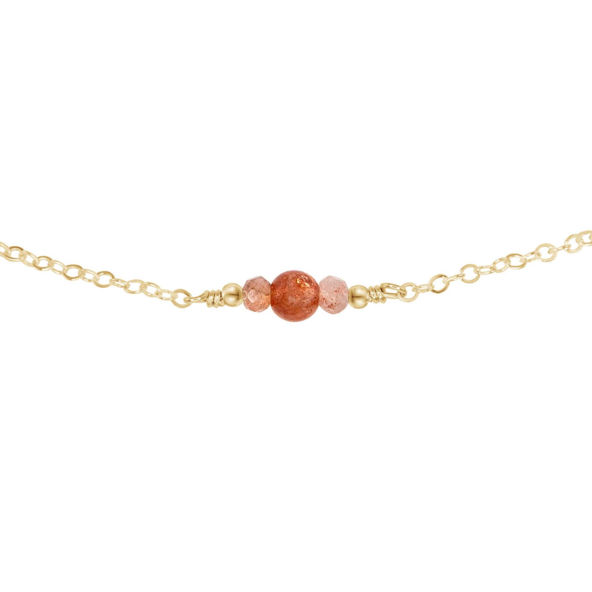 Dainty Sunstone Gemstone Choker Necklace - Dainty Sunstone Gemstone Choker Necklace - 14k Gold Fill - Luna Tide Handmade Crystal Jewellery