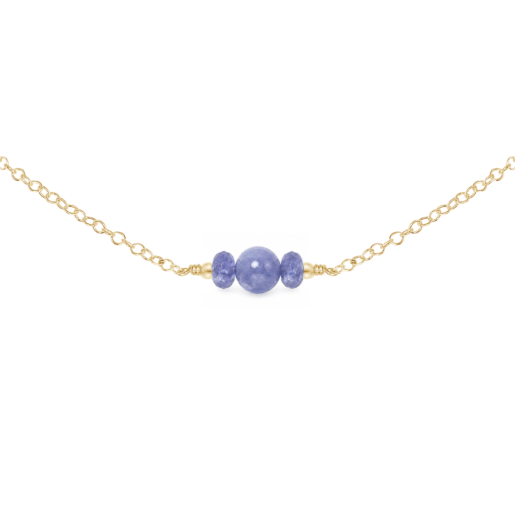 Dainty Tanzanite Gemstone Choker Necklace - Dainty Tanzanite Gemstone Choker Necklace - 14k Gold Fill - Luna Tide Handmade Crystal Jewellery
