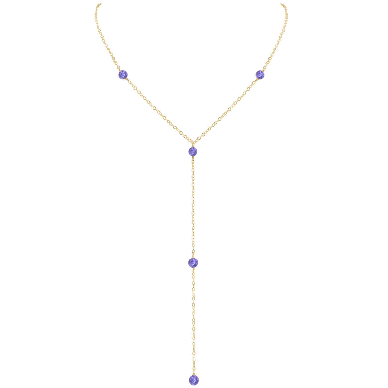 Dainty Y Necklace - Tanzanite - 14K Gold Fill - Luna Tide Handmade Jewellery