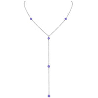Dainty Y Necklace - Tanzanite - Stainless Steel - Luna Tide Handmade Jewellery